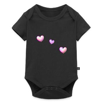 trois cœurs roses symbole amour - Body à manches courtes Premium Bébé - noir - Devant