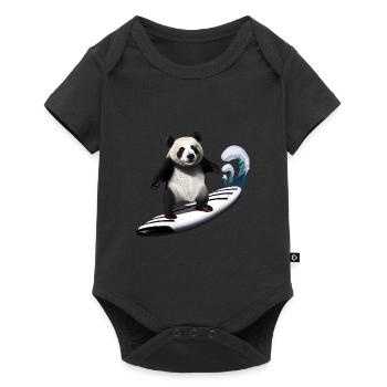 Panda Surfer - Baby Premium short-sleeve bodysuit - black - Front