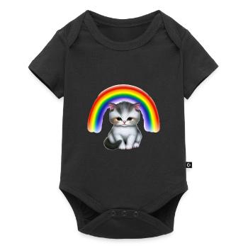 Bébé chat sous arc-en-ciel - Body à manches courtes Premium Bébé - noir - Devant