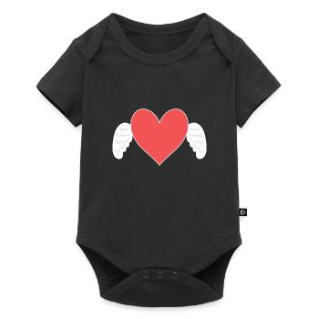 Coeur, Rouge, Ange, Symbole, Amour, Ailes - Body à manches courtes Premium Bébé - noir - Devant