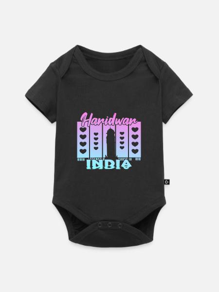 Haridwar India Sonnenuntergang - Baby Premium Kurzarmbody - Schwarz
