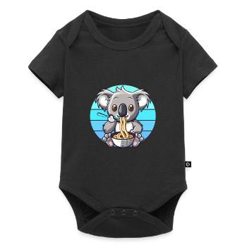 Koala eats ramen noodles - Baby Premium short-sleeve bodysuit - black - Front