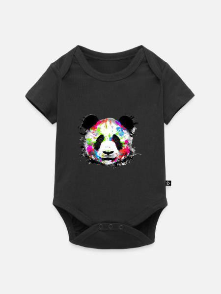 Bunter Panda - Baby Premium Kurzarmbody - Schwarz
