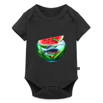 Aquarium de pastèques avec des poissons - Body à manches courtes Premium Bébé - noir - Devant