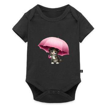 Cat with pink umbrella - Baby Premium short-sleeve bodysuit - black - Front