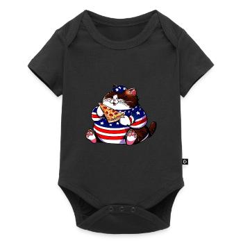 Fat American Pizza Cat - Baby Premium short-sleeve bodysuit - black - Front