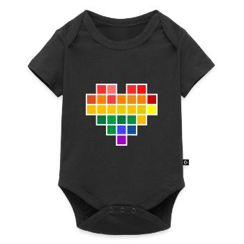 Cœur Rainbow Pixel - Body à manches courtes Premium Bébé - noir - Devant