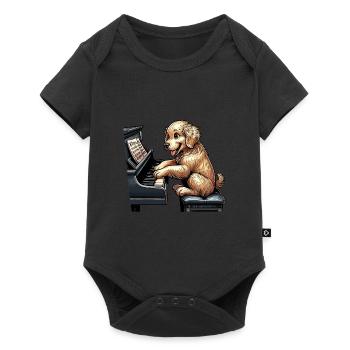 Golden Retriever Playing Piano - Baby Premium short-sleeve bodysuit - black - Front