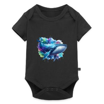 Blue Whale Colourful background - Baby Premium short-sleeve bodysuit - black - Front