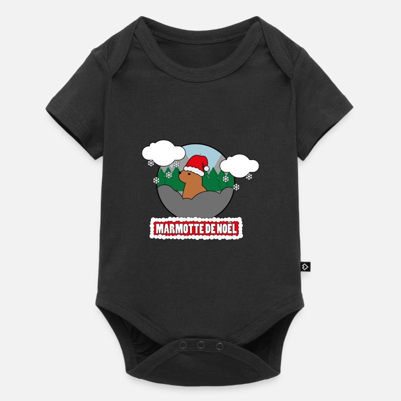 Marmotte de Noël - La marmotte sort son bonnet ! - Body à manches courtes Premium Bébé - noir