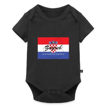 Zagreb - Hauptstadt mit GPS & Flagge - Baby Premium Kurzarmbody - Schwarz - Vorne