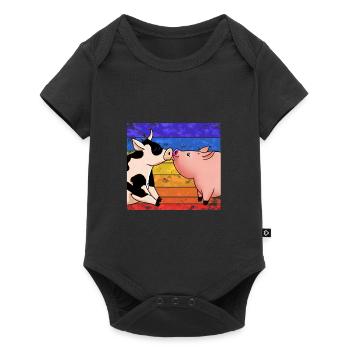 Kuh küsst Schwein - Baby Premium Kurzarmbody - Schwarz - Vorne