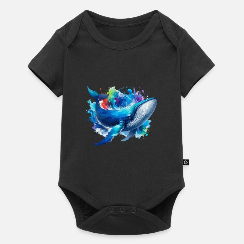 Blauwal Bunter Hintergrund - Baby Premium Kurzarmbody - Schwarz