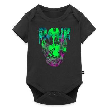 Crâne Glitch Rave Acide Vert - Body à manches courtes Premium Bébé - noir - Devant