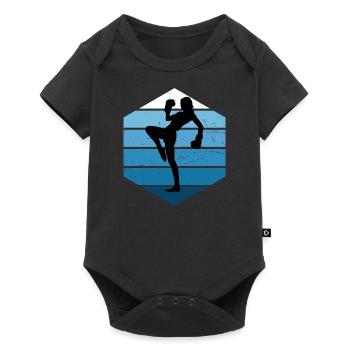 Kickboxer Damen Kickboxing Kickbox Kickboxen - Baby Premium Kurzarmbody - Schwarz - Vorne