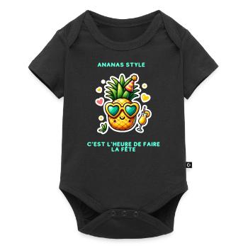 C'est l'heure de faire la fête, ananas style - Body à manches courtes Premium Bébé - noir - Devant