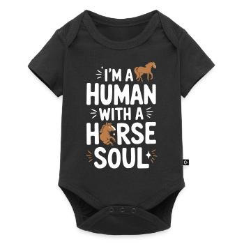Horse Horse Riding Horse Riding Jumping - Baby Premium short-sleeve bodysuit - black - Front