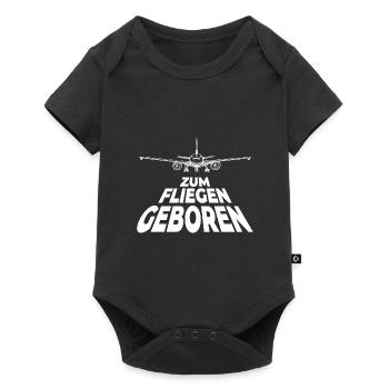 Zum Fiegen geboren Pilot Flugzeug Motiv Spruch - Baby Premium Kurzarmbody - Schwarz - Vorne