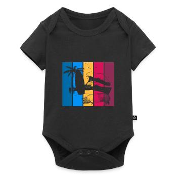 Pig Surfboard Surfboard Surfer Beach - Baby Premium short-sleeve bodysuit - black - Front