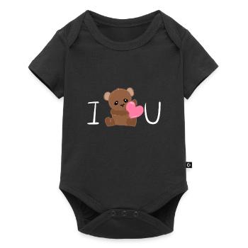 I love you bear heart Valentine's Day - Baby Premium short-sleeve bodysuit - black - Front