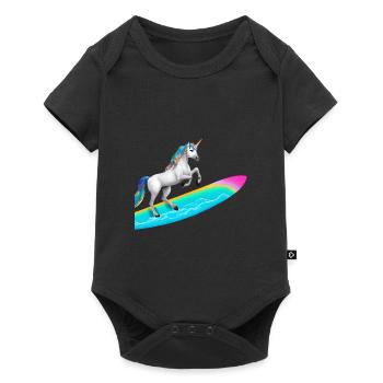 Unicorn Surfing - Baby Premium short-sleeve bodysuit - black - Front