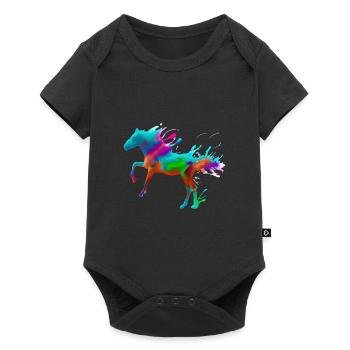 Cheval coloré - Body à manches courtes Premium Bébé - noir - Devant