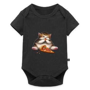Chat amateur de pizza - Body à manches courtes Premium Bébé - noir - Devant
