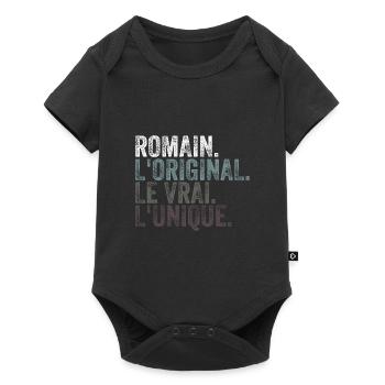 Humour Idée Cadeau Personnalisé Prénom Romain - Body à manches courtes Premium Bébé - noir - Devant