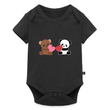Panda Bears AnimalLove Hearts Sweet Friends - Baby Premium short-sleeve bodysuit - black - Front