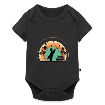 Surf retro sunset - Baby Premium short-sleeve bodysuit - black - Front