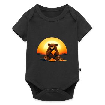 Ours mangeant du nacho au coucher du soleil - Body à manches courtes Premium Bébé - noir - Devant