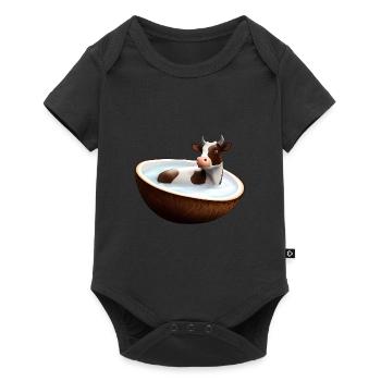 Cow in coconut - Baby Premium short-sleeve bodysuit - black - Front