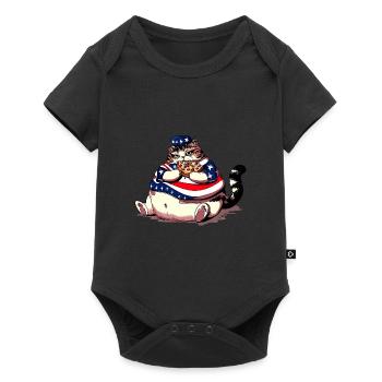 Fat American Pizza Cat - Baby Premium short-sleeve bodysuit - black - Front