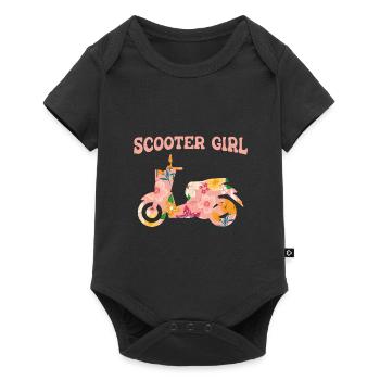 Motorroller Mofa Moped Roller - Baby Premium Kurzarmbody - Schwarz - Vorne