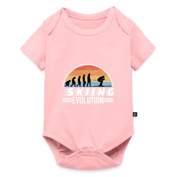 Skifahrer Spruch Evolution - Baby Premium Kurzarmbody - Rosa - Vorne