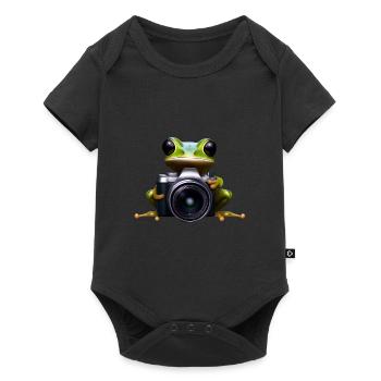 Frosch Fotograf im Einsatz - Baby Premium Kurzarmbody - Schwarz - Vorne