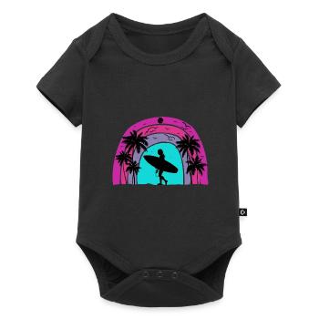 Surf retro sunset - Baby Premium short-sleeve bodysuit - black - Front