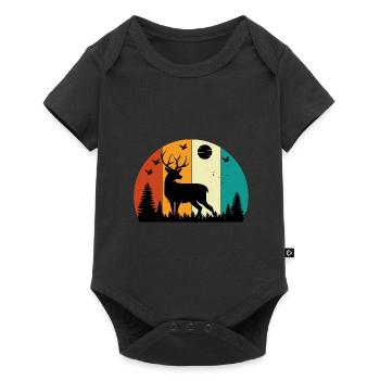 Retro Sunset cerf Drôle d’humour de chasse - Body à manches courtes Premium Bébé - noir - Devant