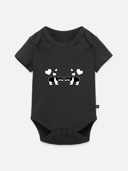Tierliebe Pandas Panda tiere - Baby Premium Kurzarmbody - Schwarz
