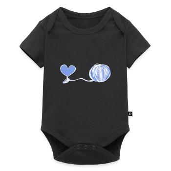 Symbole du cœur laine ligne rose amour - Body à manches courtes Premium Bébé - noir - Devant