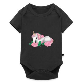 Licorne dans les roses - Body à manches courtes Premium Bébé - noir - Devant