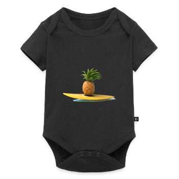 Surfende Ananas - Baby Premium Kurzarmbody - Schwarz - Vorne