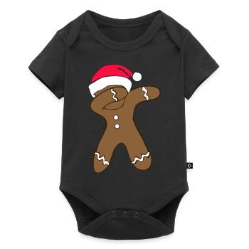 dabbing gingerbread man for Christmas as a gift - Baby Premium short-sleeve bodysuit - black - Front