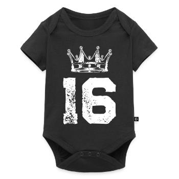 16 Number crown - Baby Premium short-sleeve bodysuit - black - Front