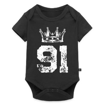 91 Number crown - Baby Premium short-sleeve bodysuit - black - Front