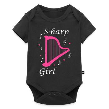 Harp design for harpist and harp player - Baby Premium short-sleeve bodysuit - black - Front