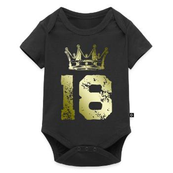 18 Zahl Krone - Baby Premium Kurzarmbody - Schwarz - Vorne