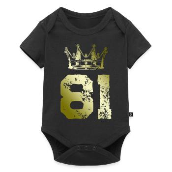 81 Zahl Krone - Baby Premium Kurzarmbody - Schwarz - Vorne