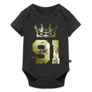 91 Number crown - Baby Premium short-sleeve bodysuit - black - Front