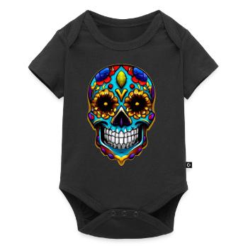 Crâne de style mexicain, Día de Muertos - Body à manches courtes Premium Bébé - noir - Devant